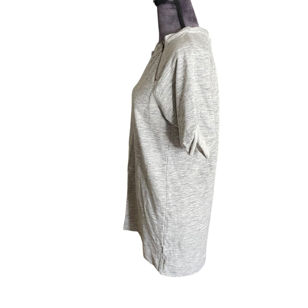 A Pea In The Pod Maternity Heather Gray Short Sleeve Top W/ Zipper Accents - Picture 3 of 5